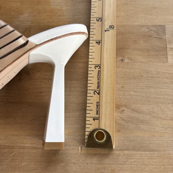 Deltan Kelsea White Tan Leather Braided Slip On Heeled Summer Sandals Size 8.5M - Picture 11 of 11